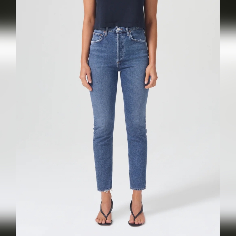 AGOLDE Riley High Rise Straight Crop — 28 Silence Stretch